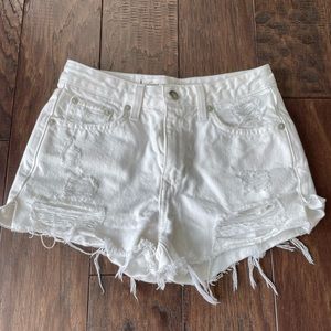 Lovers + Friends white cropped jean shorts